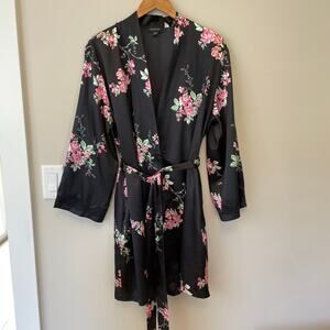 Jones New York L/XL Luxurious Flower Print Front Tie Robe Lounge Wear